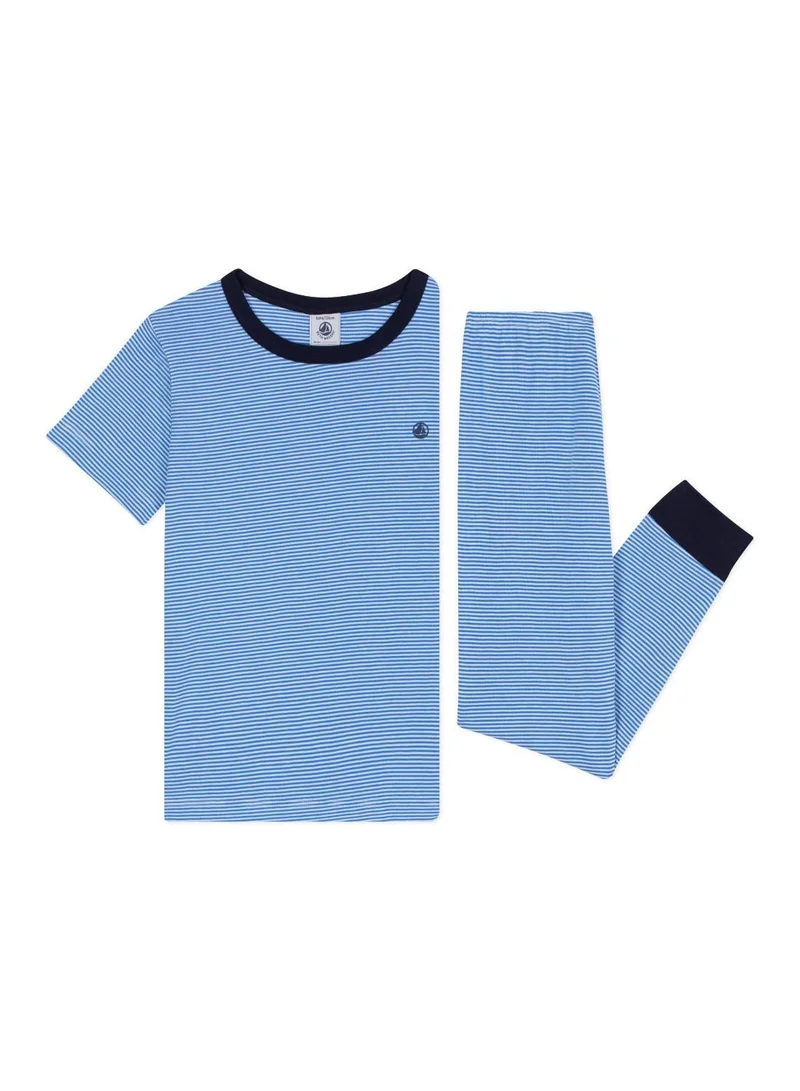 بيتي باتو Children's short-sleeved long-leg stripy cotton pyjamas